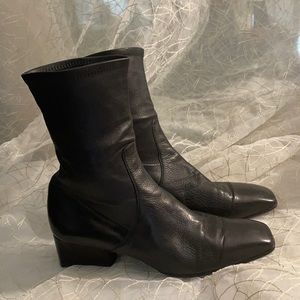 Designer Black leather ankle boot
